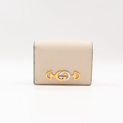 Zumi Chain Card Case Wallet White Leather