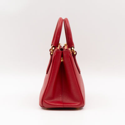 Galleria Micro Double Zip Red Saffiano