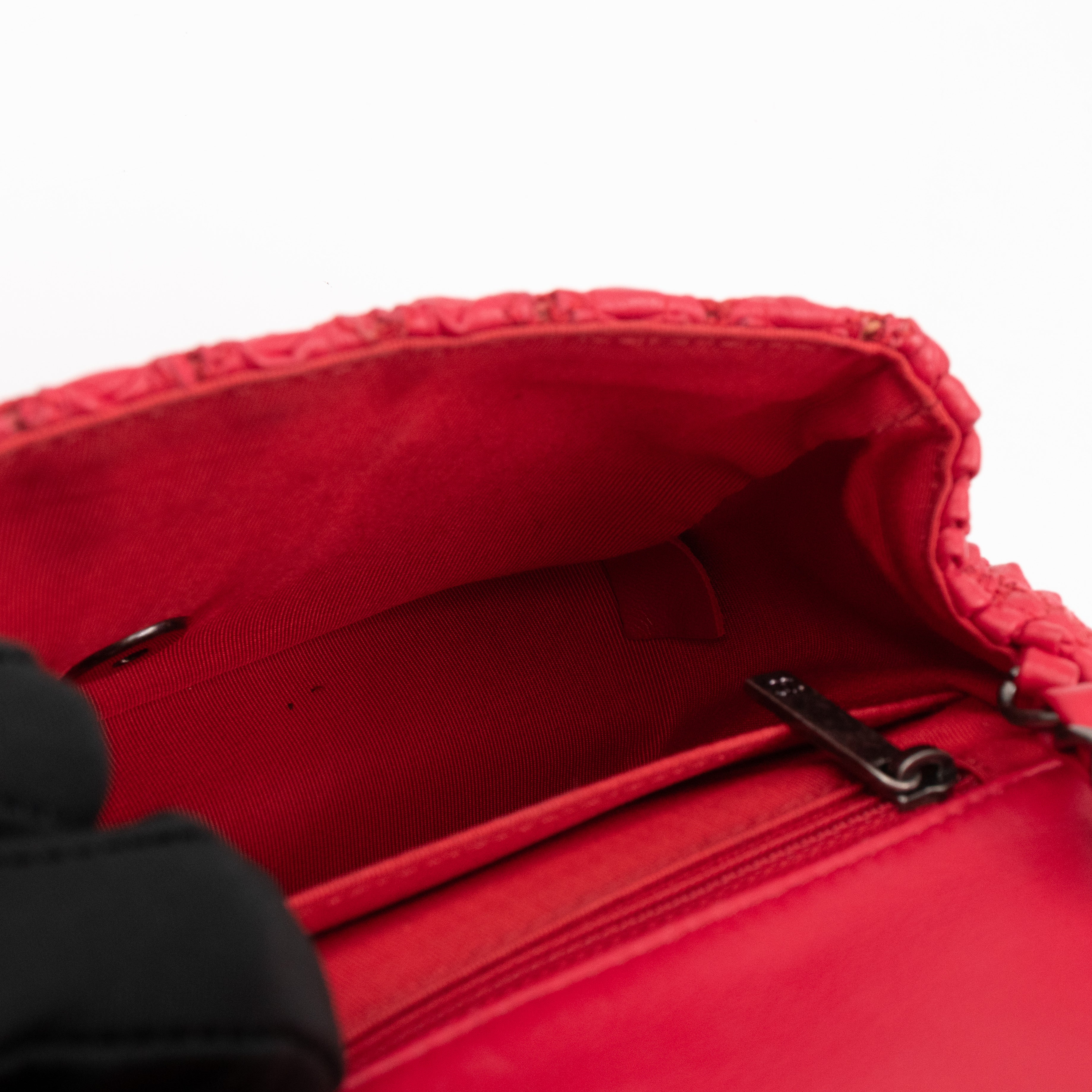 Classic Flap Mini Square Crochet Red Lambskin