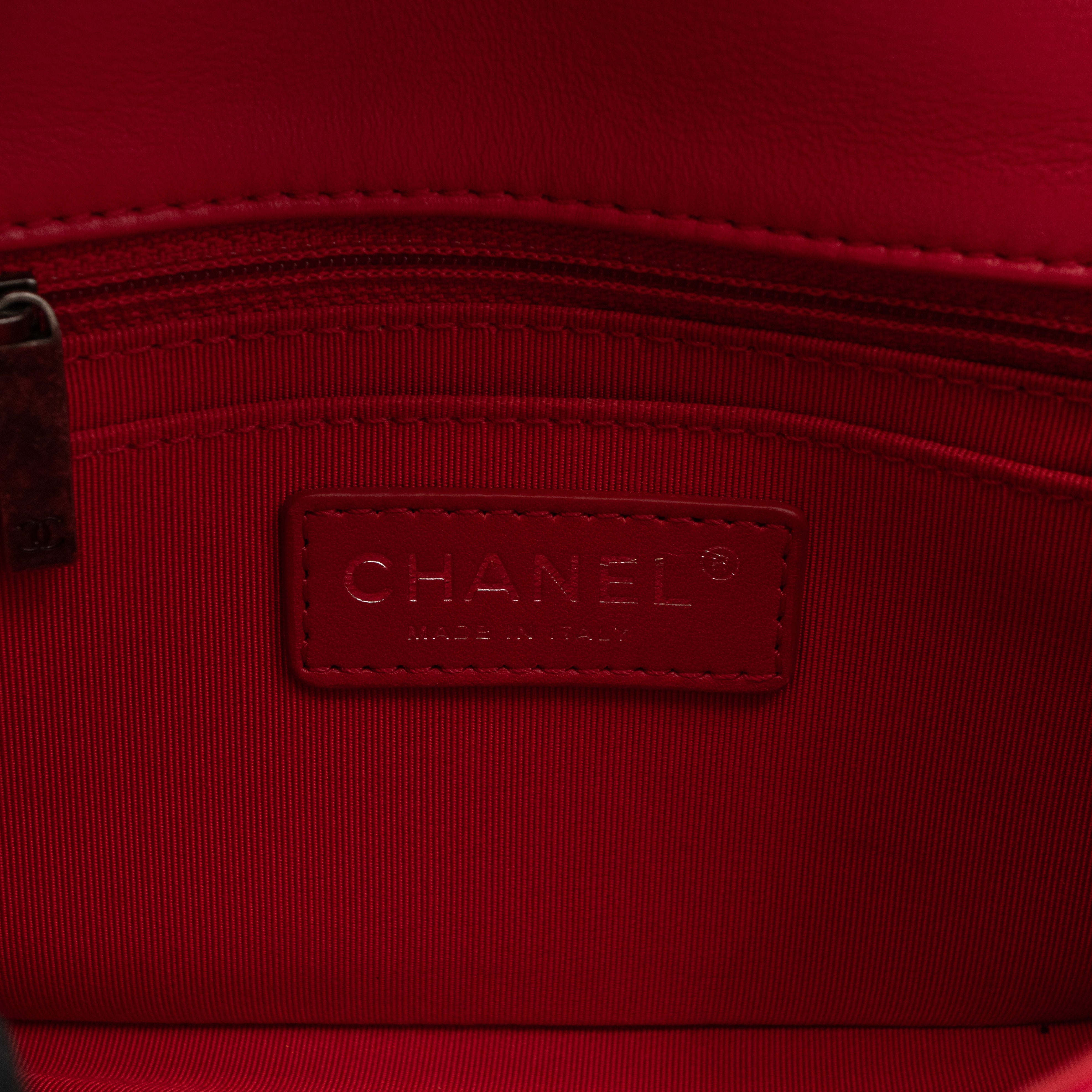Classic Flap Mini Square Crochet Red Lambskin