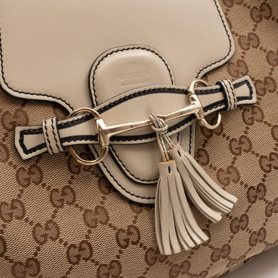 Emily Hobo Bag GG Canvas & White Leather