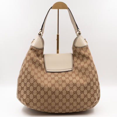 Emily Hobo Bag GG Canvas & White Leather