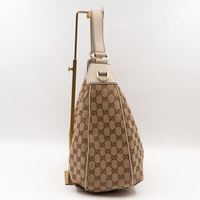Emily Hobo Bag GG Canvas & White Leather