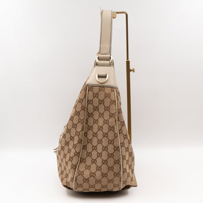 Emily Hobo Bag GG Canvas & White Leather