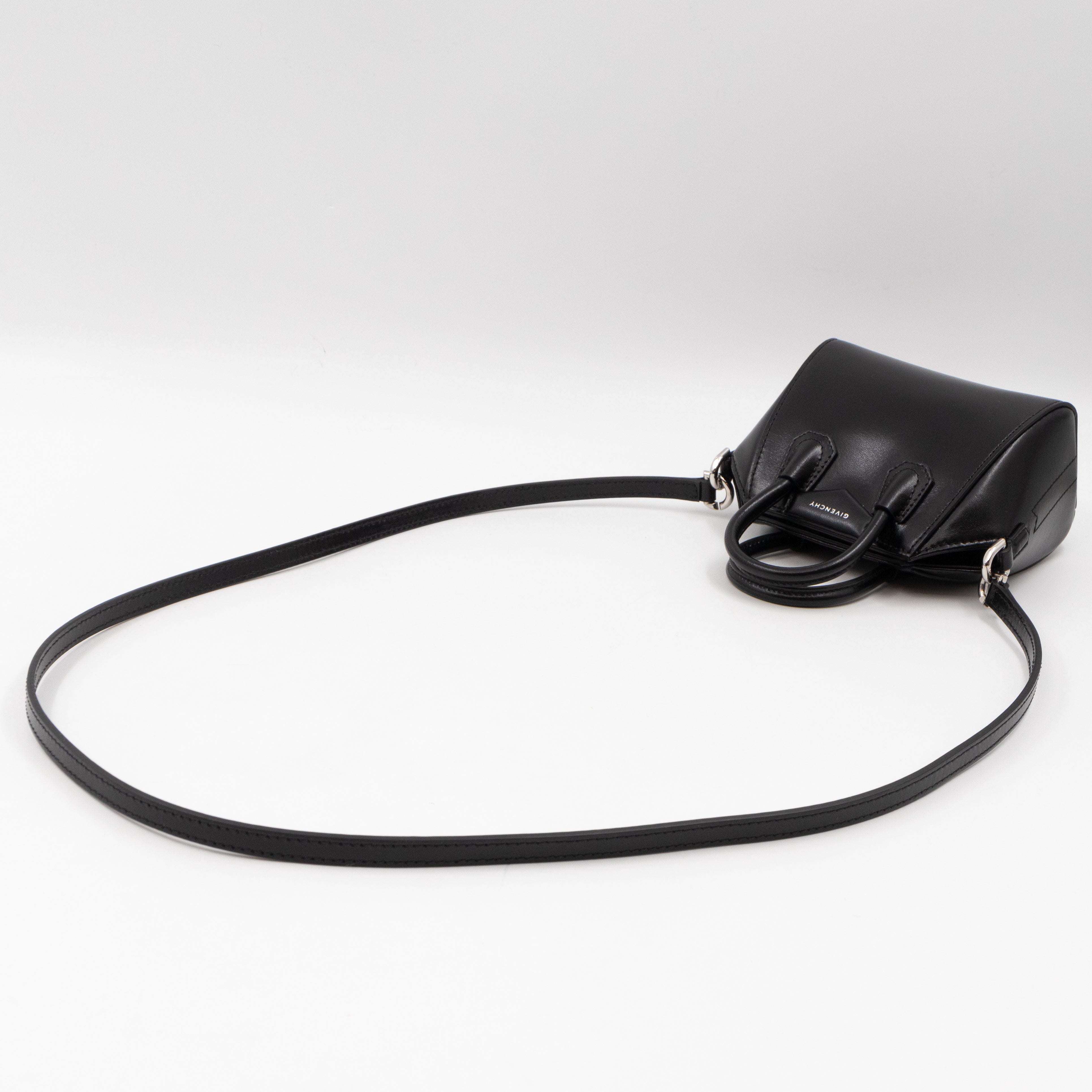 Antigona Micro Black Polished Calfskin Leather