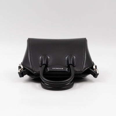 Antigona Micro Black Polished Calfskin Leather