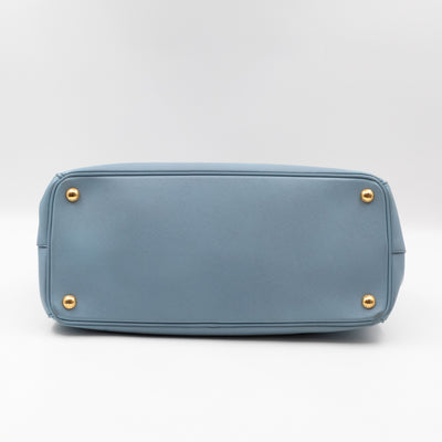 Galleria Large Double Zip Astral Blue Saffiano Leather