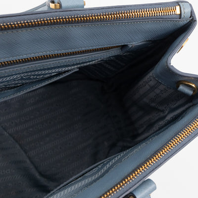 Galleria Large Double Zip Astral Blue Saffiano Leather