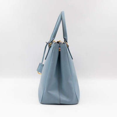 Galleria Large Double Zip Astral Blue Saffiano Leather
