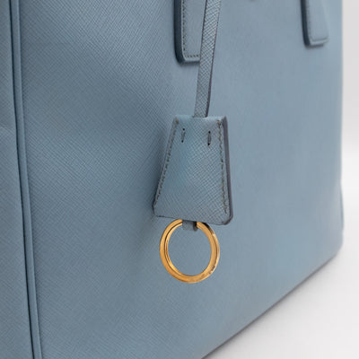 Galleria Large Double Zip Astral Blue Saffiano Leather