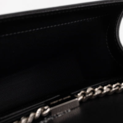 Kate Small Tassel Grained Leather Black and Silver