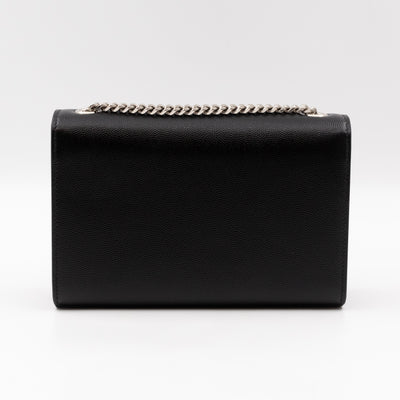 Kate Small Tassel Grained Leather Black and Silver
