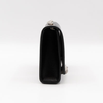 Kate Small Tassel Grained Leather Black and Silver