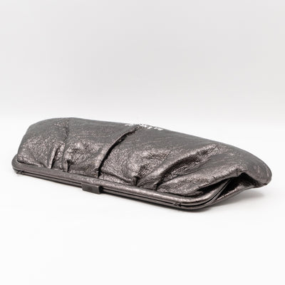 Cloud XL Clutch Bag Dark Grey Metallic Distressed Leather