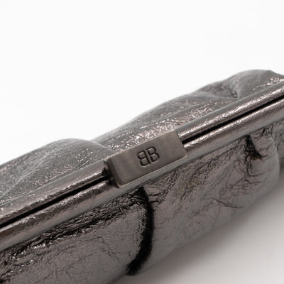 Cloud XL Clutch Bag Dark Grey Metallic Distressed Leather