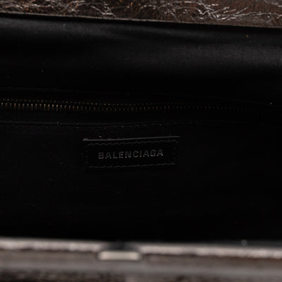 Cloud XL Clutch Bag Dark Grey Metallic Distressed Leather