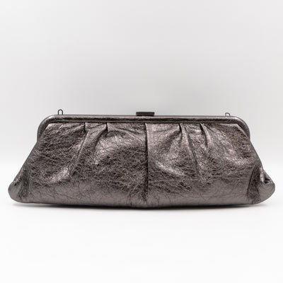 Cloud XL Clutch Bag Dark Grey Metallic Distressed Leather