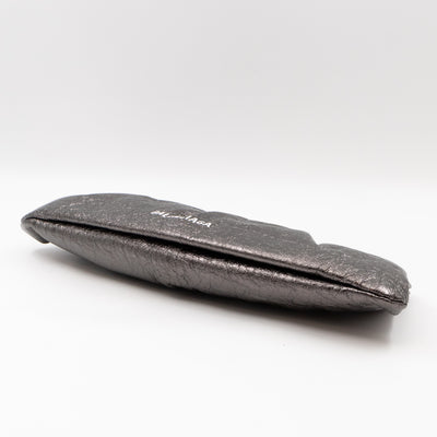 Cloud XL Clutch Bag Dark Grey Metallic Distressed Leather