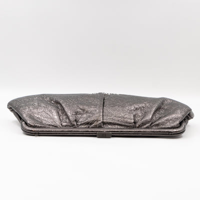 Cloud XL Clutch Bag Dark Grey Metallic Distressed Leather
