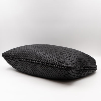 Veneta Hobo Bag Large Intrecciato Black Leather