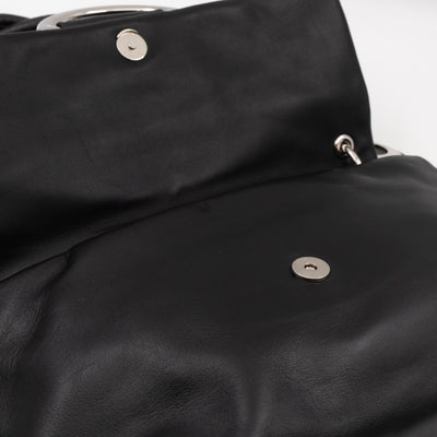 Demi Lune Small Flap Bag Black Leather