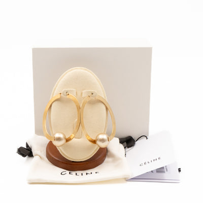 Flat Hoop Faux Pearl Earrings