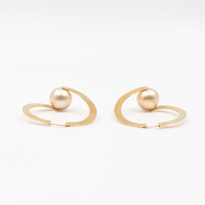 Flat Hoop Faux Pearl Earrings