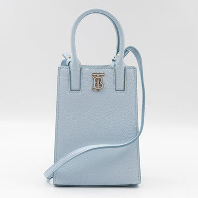 Micro Frances Phone Bag Light Blue Leather