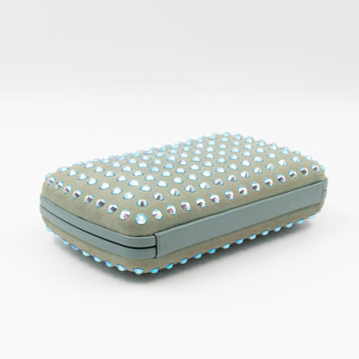 Broadway Blue Suede Crystal Embellished Clutch