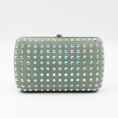 Broadway Blue Suede Crystal Embellished Clutch