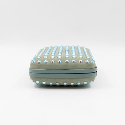 Broadway Blue Suede Crystal Embellished Clutch