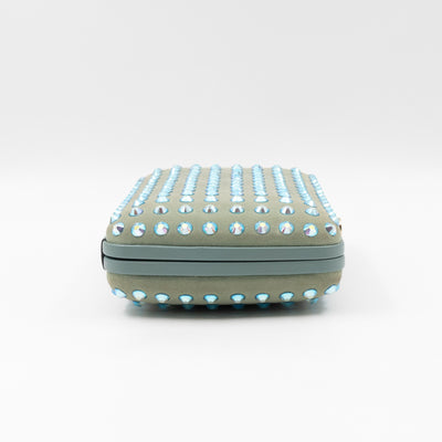 Broadway Blue Suede Crystal Embellished Clutch