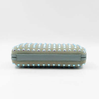 Broadway Blue Suede Crystal Embellished Clutch