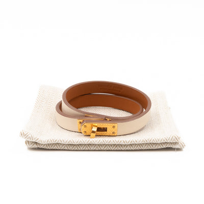 Kelly Double Tour Bracelet White Leather