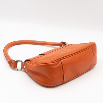 Vintage CD Logo Plaque Handbag Orange Leather