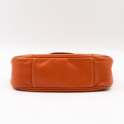 Vintage CD Logo Plaque Handbag Orange Leather