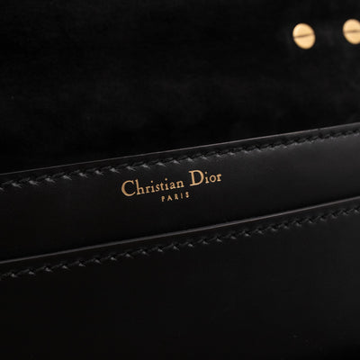J'Adior Flap Bag Medium Black Leather
