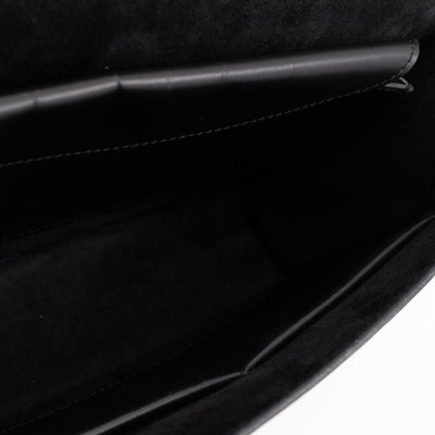 J'Adior Flap Bag Medium Black Leather