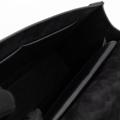 J'Adior Flap Bag Medium Black Leather