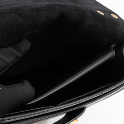 J'Adior Flap Bag Medium Black Leather