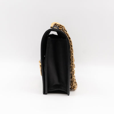 J'Adior Flap Bag Medium Black Leather