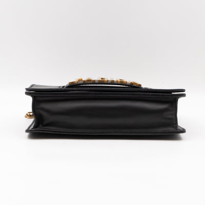 J'Adior Flap Bag Medium Black Leather