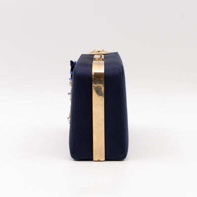 Charming Dragonfly Clutch Blue Satin