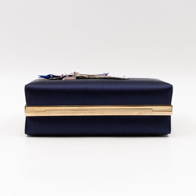 Charming Dragonfly Clutch Blue Satin