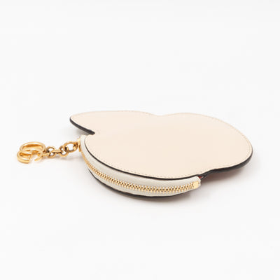 Apple Coin Purse White & Red Leather