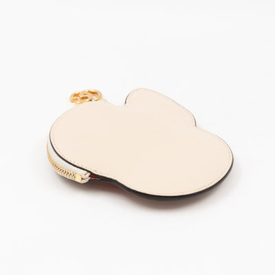 Apple Coin Purse White & Red Leather