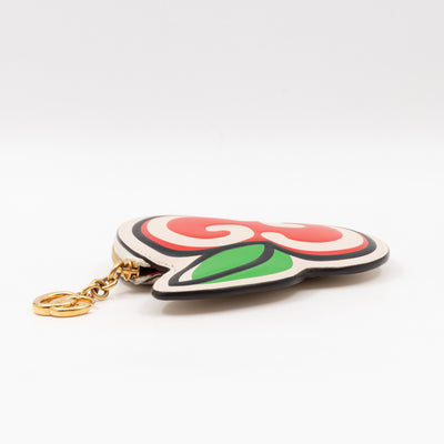Apple Coin Purse White & Red Leather