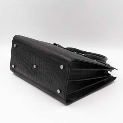 Sac de Jour Small Croc Black Embossed Leather