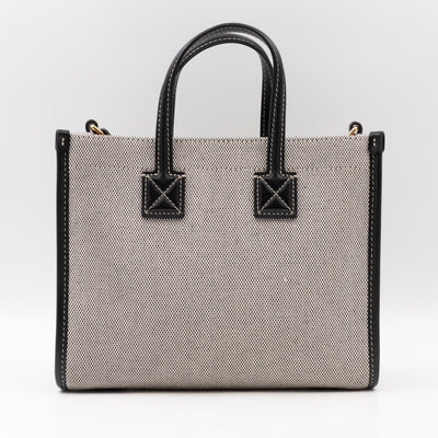 Freya Mini Two-Tone Tote White & Black Canvas
