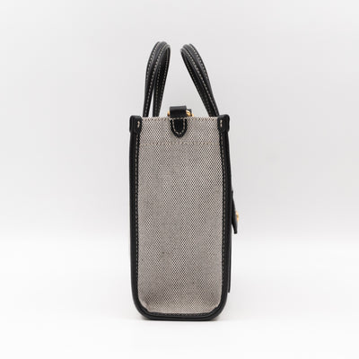 Freya Mini Two-Tone Tote White & Black Canvas